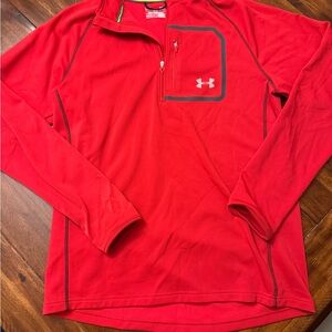 Under Armour ColdGear Red Fitted Quarter Zip Pullover Men’s L